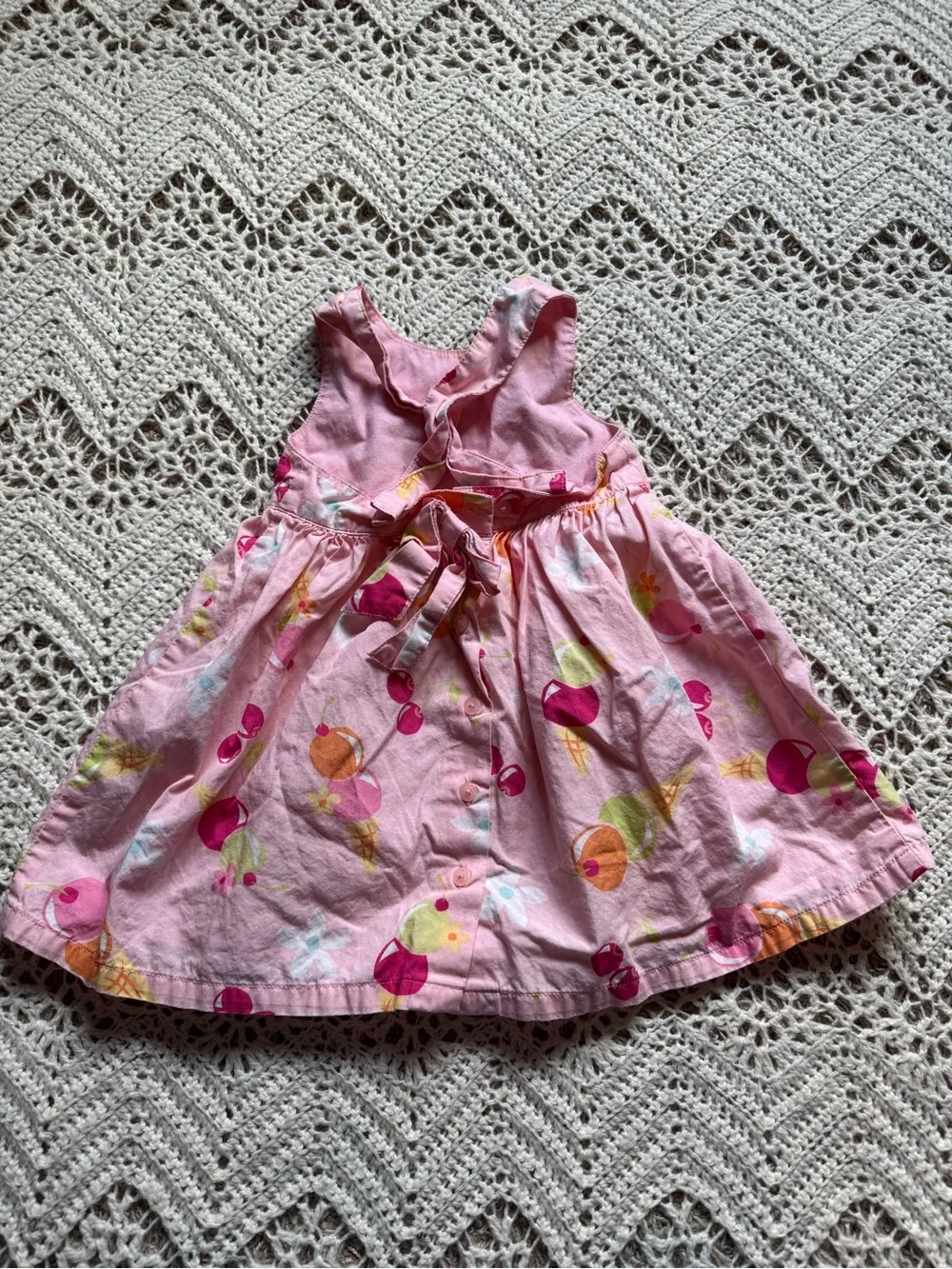Vintage Gymboree 2002 Pink Ice Cream Print Sleeveless Dress Size 12-18 Mos
